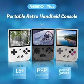 RG35XX Plus Retro Game Console,3.5 Inch IPS Screen Built-in 64GB+128GB TF Card,with 3300mAh Battery Linux System Retro Games Consoles,Support HD and TV Output Casual Game Console(Black)