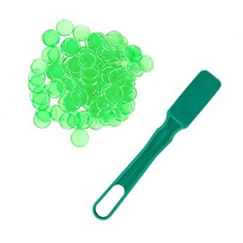 MR CHIPS Plastic Magnetic Bingo Chips - Metal Ringed Chips - Green - Magnetic Kit - 100pcs - 3/4" - Available in 7 Colors in A Reusable Storage Bag