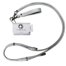 ChouXiLin for AirPods Pro 2nd Generation Case (HaloLock), Compatible with Airpods Pro Case 2nd/1st Gen (2023/2022/2019),Full Drop Protection Cover with Lanyard，Silver Leather (Silver Smiley Face)