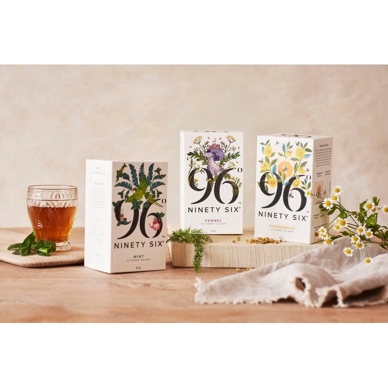 96° Fennel Tea - 20 Pyramid Tea Bags, Individually Wrapped,
