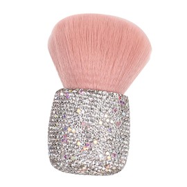 IWOWHERO Pink Rhinestones Mushroom Head Makeup Brush Soft Fluffy Powder Brush for Loose Powder Blush and Nail Dust Cleaning Compact and Versatile Design for Travel and Everyday Use