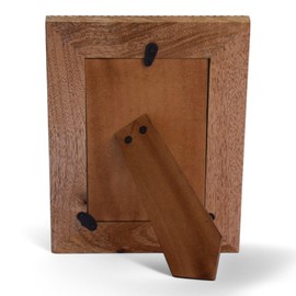 Wooden Picture Frame – 4 x 6 Rustic Mango Wood Photo Frame Carved Grid Design – Tabletop Display, Real Glass Front – Boho, Farmhouse, Vintage, Shabby Chic, Antique Decorative Frame