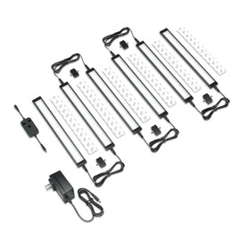 EShine 6 Pack 12 inch Black Smart Dimmable LED Under Cabinet Lighting Kit Compatible with Alexa, Google - Cool White (6000K)