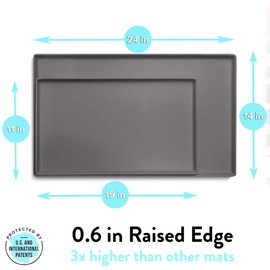 CatGuru Cat Food Mat, Small & Large Pet Food Mat, 100% Waterproof Cat Mat for Food and Water, Silicone Mat For Cat Bowls, Non-Slip Mat For Cat Food and Water Bowl or Cat Water Fountain (Small, Carbon)