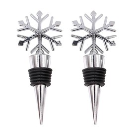 Gracelife 2Pcs Unique Snowflake Alloy Wine Bottle Stopper Christmas Party Bar Gift
