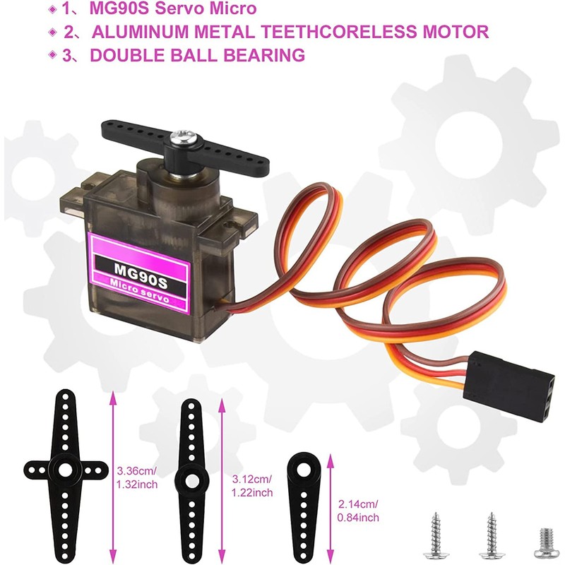 Seamuing 6Pcs MG90S Micro Servo 9G Servo Motor Metal Geared