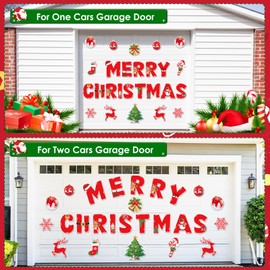 JOYPRO Large Merry Christmas Garage Door Magnets Decorations, 26 Pcs Christmas Magnetic Garage Door Decor, DIY Refrigerator Car Kitchen Magnet Decal Stickers for Xmas Holiday