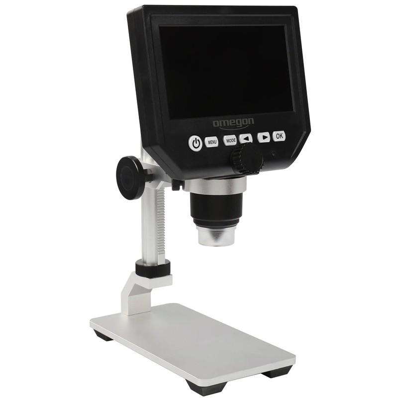 Omegon Digitalmikroskop DigiStar, 1x-600x Zoom, 4,3 Zoll HD-LCD Farbdisplay, integrierte