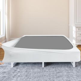 Box Spring Cover Queen Size - Jersey Knit & Stretchy Wrap Around 4 Sides of The Box Spring, Alternative for Bed Skirt, Ultra Soft, Wrinkle & Fading Resistant, White