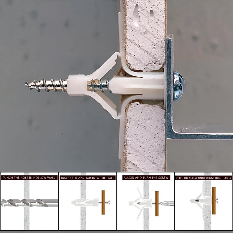 DC VOLTAGE Plasterboard Fixings, 50 Pcs Wall Plugs, Universal Plasterboard