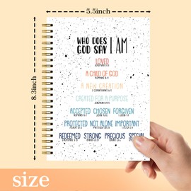 NaZaUK Inspirational Christian Spiral Notebook, God Says I Am Bible Journaling Notebooks for Note Taking, Inspirational Christian Gifts for Women, Prayer Scripture Journal, Spiral Journal 5.5x8.3