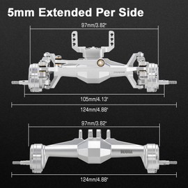 INJORA +5 mm Diamond Portal Axles with Servo Mount & Left for 1/18 RC Crawler TRX4M Upgrade