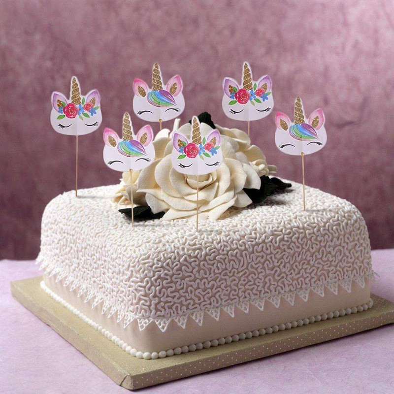 CCINEE 48 piezas de decoración de unicornio arcoíris para cupcakes,
