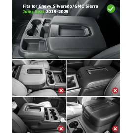 INTGET Leather Armrest Cover for 2019-2024 Chevy Silverado & GMC Sierra, Center Console Lid, Arm Rest Box Protector (Black Stitches, Jump Seat 2019-2024 Silverado/Sierra etc.)