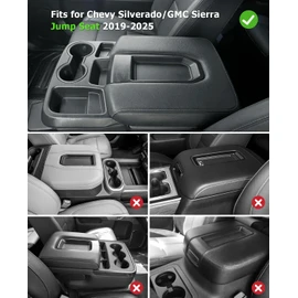 INTGET Leather Armrest Cover for 2019-2024 Chevy Silverado & GMC Sierra, Center Console Lid, Arm Rest Box Protector (Black Stitches, Jump Seat 2019-2024 Silverado/Sierra etc.)