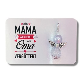 Schutzengel Schlüsselanhänger Oma Mama Opa Mama Geschenk Geburtstag Perlenengel Glücksbringer Karte Enge (Weiß(Mama))