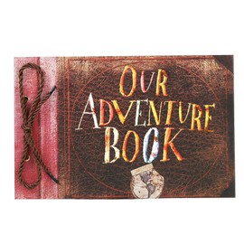 Scrapbook Photo Album,Our Adventure Book,Retro Scrap book, Embossed Words Hard Cover Photo Albem,Movie Up Travel Scrapbook for Anniversary, Wedding, Travelling, Baby Shower