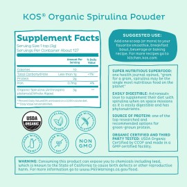 KOS Organic Green Spirulina Superfood Powder Nutritious Dietary Supplement