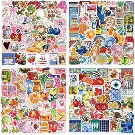 200 piezas de calcomanías vintage estéticas, calcomanías de alimentos, calcomanía coquette para portátil, álbum de recortes, diario, botella de agua, calcomanías de vinilo impermeables para niños