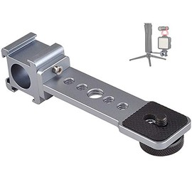 Triple Cold Shoe Gimbal Microphone Mount, Mic Led Light Extension Bar Stand Adapter for DJI OM4 OSMO Mobile 3, Smooth 4, Hohem iSteady Mobile+, Feiyu, MOZA, DSLR, Gimbal Stabilizer