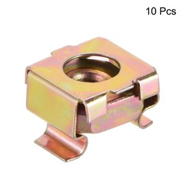 sourcing map M4 Cage Nuts for Server Rack Cabinet, Carbon Steel Yellow Zinc Plated, Pack of 10