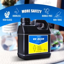 UV Resin - 1,000g Crystal Clear UV Curing Resin, Low Odor Hard Type Ultraviolet Cure Resin for DIY Jewelry Making, Resin Crafts, Painting - Transparent Bubbles Free UV Epoxy Resin for Casting, Statues