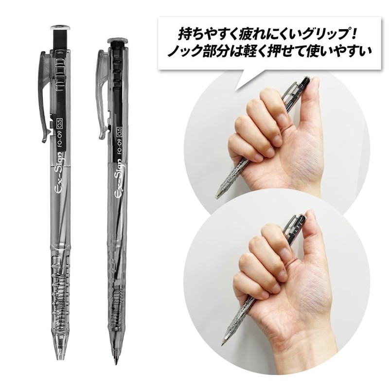 FLEXOFFICE Oil-Based Ballpoint Pens 50-Pack Black/Black Ink 0.5mm Ultra-Smooth Quick-Drying