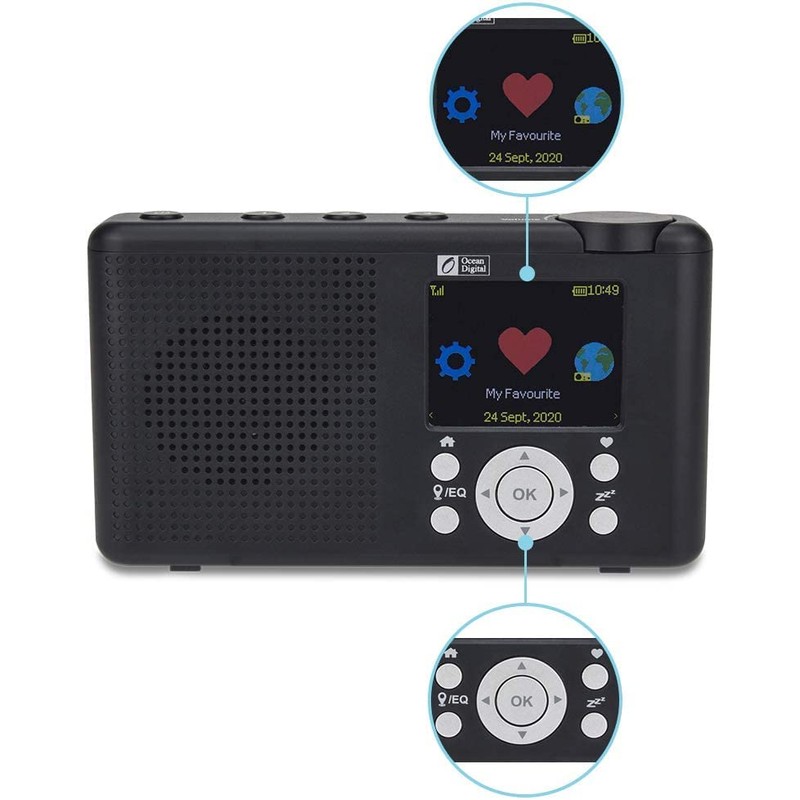 Ocean Digital WR-23F Portable FM Internet Radio 2.4” Color LCD