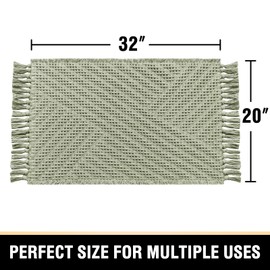 H.VERSAILTEX Waffle Bath Mat Super Absorbent Boho Bath Mat Non Slip Bath Rugs for Bathroom Floor Machine Washable Dry Fast Bathroom Rugs with Handmade Tassels, 20" x 32", Sage