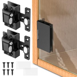 Mdkave Glass Door Hinges,Soft Close Hinges for Glass Cabinet Doors，304 Stainless Steel，Silent Closing for Thickness 5-8MM Doors(Black,2 Pack)