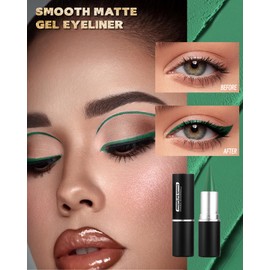 Eyeliner Waterproof Green, Matte Smooth Eyeliner Pencils, Quick-Drying, Smudge-Resistant, Cream Gel Eyeliner Pen, Durable, Highly Pigmented Eyeliner Eyeshadow Face Paint Stick Makeup Gifts for Women