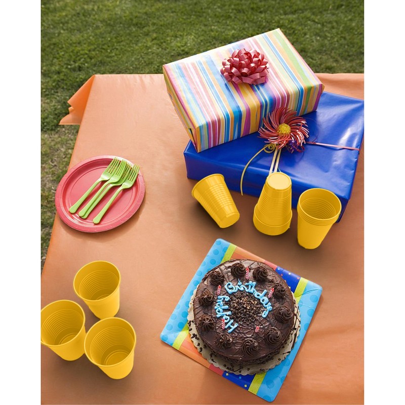 Yellow Disposable Plastic Cups - 100 Pack 12 Oz Plastic