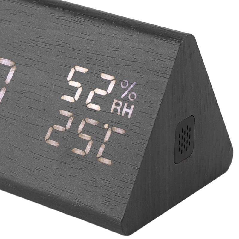 Wooden Digital Alarm Clocks LED Display Temperature Humidity Alarm Clocks