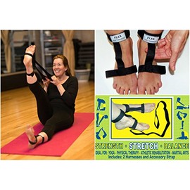 Flex Foot Harness - Safe Flexibility Assistance Straps for Stretching Yoga & Pilates - Large 9-12 Shoe