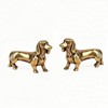 2pcs Solid Brass Dachshund Statue - Mini Standing Dog Sculpture