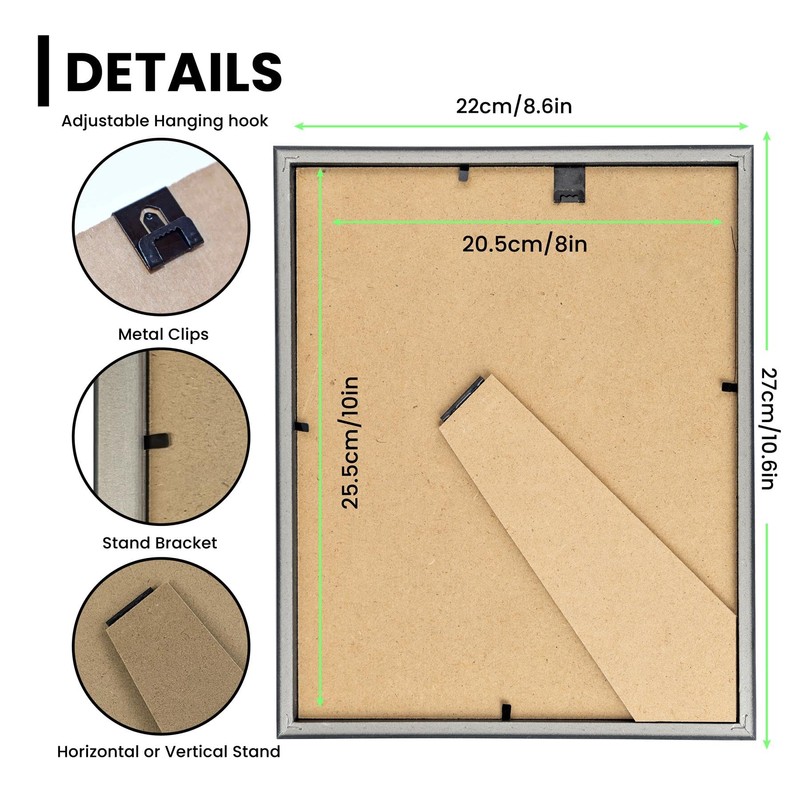 Domkora 8 x 10 Black Picture Frames Set of 3