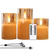 GenSwin Rechargeable LED Flameless Flickering Glass Candles with Remote Timer,