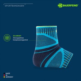 Bauerfeind Ankle Support Dynamic, Unisex Ankle Support Bandage for Sports such as Jogging, Football or Fitness, 1 x Ankle Support for Sensorimotor, black, XS