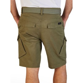 DENIMFY Cargo Shorts Men's Stretch with Belt Regular Fit DFPhil Shorts Cargo Shorts Summer Black Green Beige S M L XL XXL 3XL 4XL 5XL, Ivy Olive, L