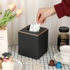 BTSKY Household Square Linen Tissue Box with Decorative Gold Line