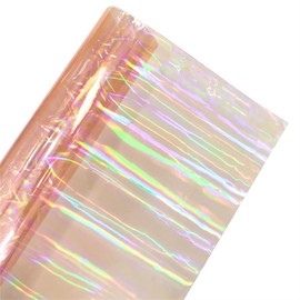 XHT 30cm×135cm Holographic PVC Vinyl Material Waterproof Clear Vinyl Fabric, for Bows Earrings Making DIY Craft (Champagne)