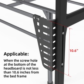 4 PCS Headboard Brackets for Metal Bed Frame, Attach Headboard to Bed Frame, Adjustable Bed Headboard Brackets, Compatible with 14,16,18 inches Headboards, Black