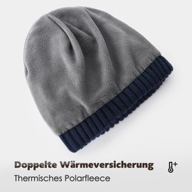 FURTALK Unisex Winter Beanie Chunky Knit Hat with Soft Fleece Lining Warm Winter Hat for Men and Women, navy