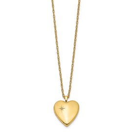 Lex & Lu 1/20 Gold Filled 20mm Diamond Heart Locket