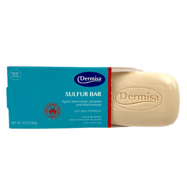 Dermisa Sulfur Bar Soap. Natural Acne & Pimple Skin Treatment With Aloe Vera 3Oz