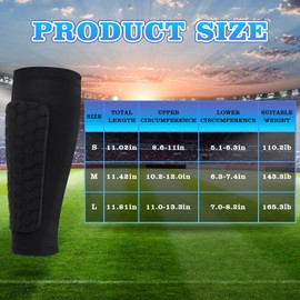 QMLING 1 Pair of Shin Pads for Football, Shin Pads with Honeycomb Pads, Anti-Collision Shin Pads Socks, Breathable Shinpad Sleeves for Men, Women and Teenagers (M)