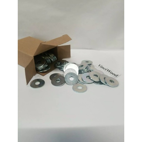 Qualware 1/4×7/8" Fender Washers, Large Diameter, Zinc Plated (Qty 50).