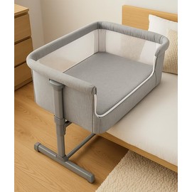 Callowesse Organic Cotton Fitted Side Sleeper Crib Sheets, Pack of 2, Universal Fit: 86cm x 56cm, Machine Washable, Grey