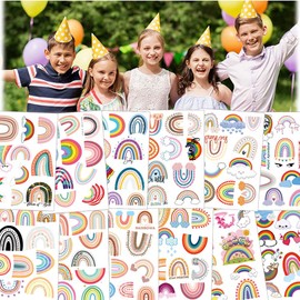 12pcs Rainbow Tattoo Stickers Bohemian Decor Sticker for Children, Girls, Boys, Teenagers, Adult Water Bottles, Laptops, Suitcases, Birthday Toy Decoration, Kids Holiday Party
