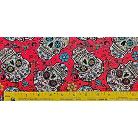 David Textiles - Folkloric Skulls Quilting and Crafting Fabric Skeleton